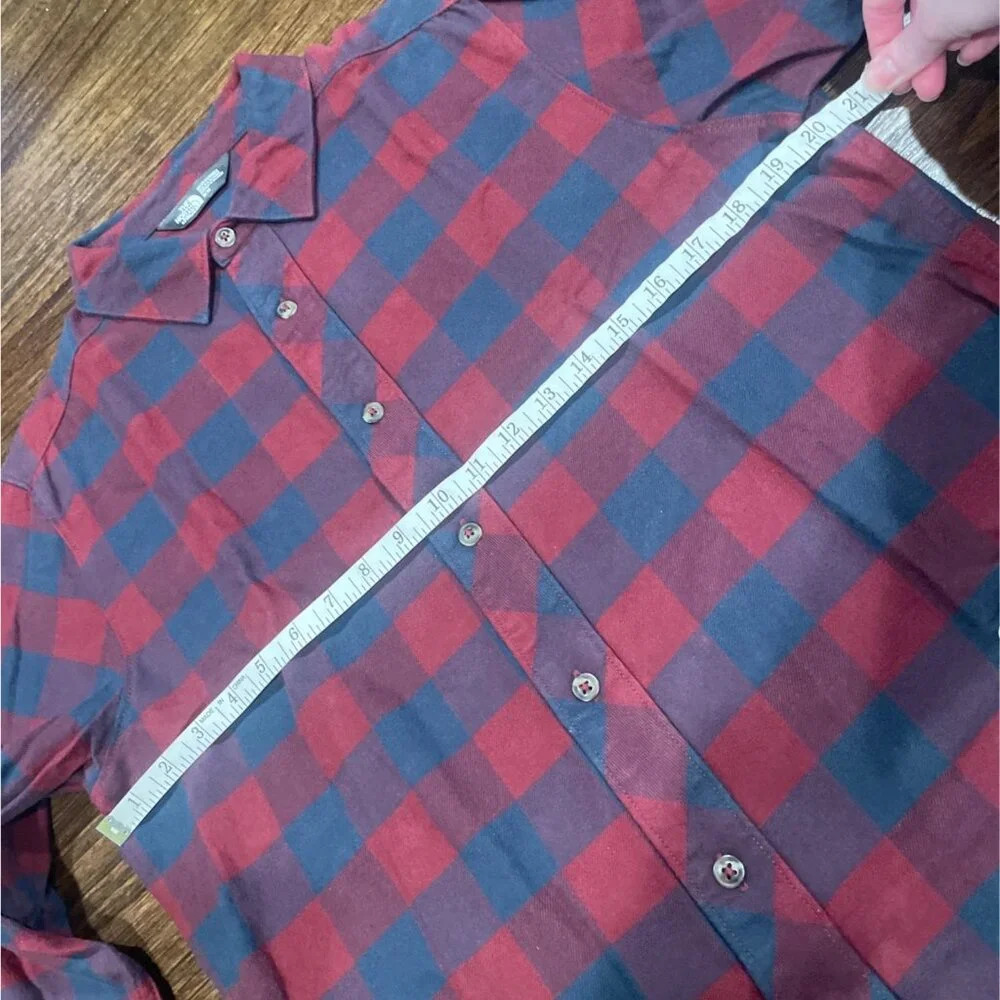 North Face Flannel Shirt Mens M Blue Red Buffalo Plaid Camping Outdoor Gorpcore